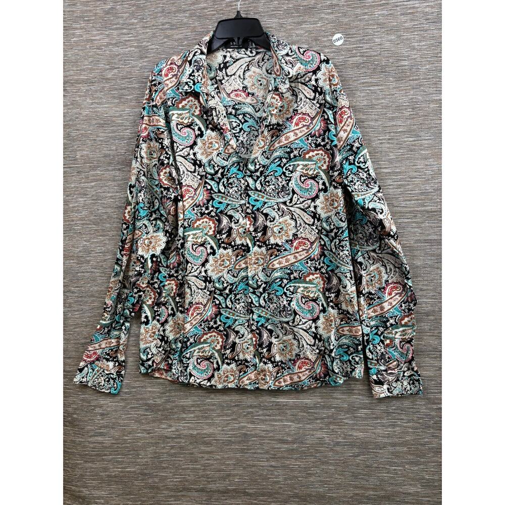 SSLR Button Up Paisley Shirt Mens XXL Black Multi Long Sleeve Casual Party